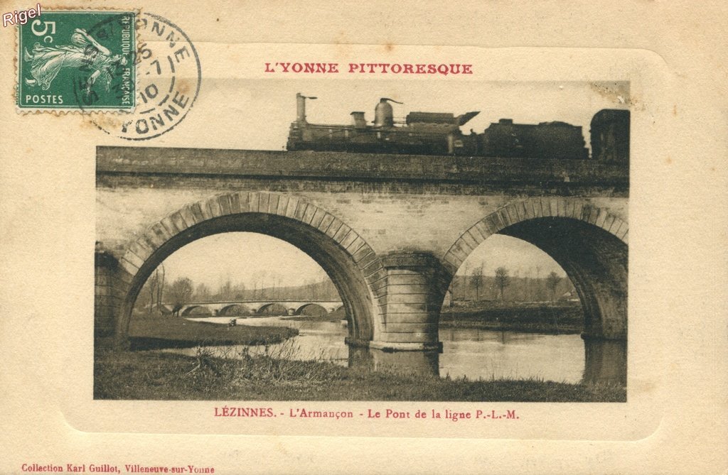 89-Lézinnes - L'Armançon - Le Pont de la Ligne PLM - Coll Karl Guillot.jpg