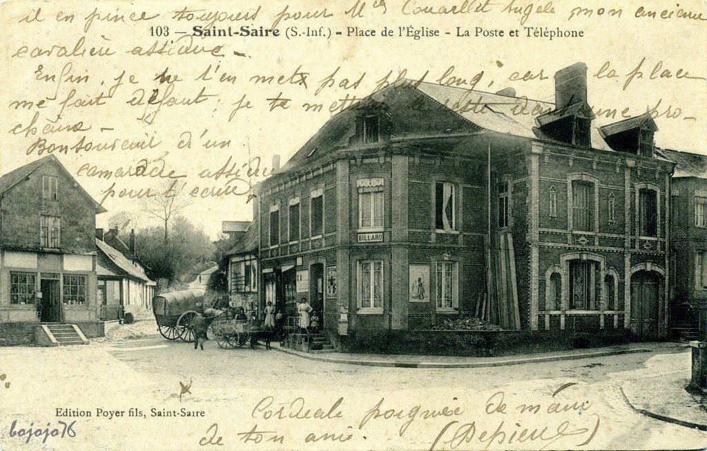 76-Saint Saire-Place de l'Eglise et Poste.jpg