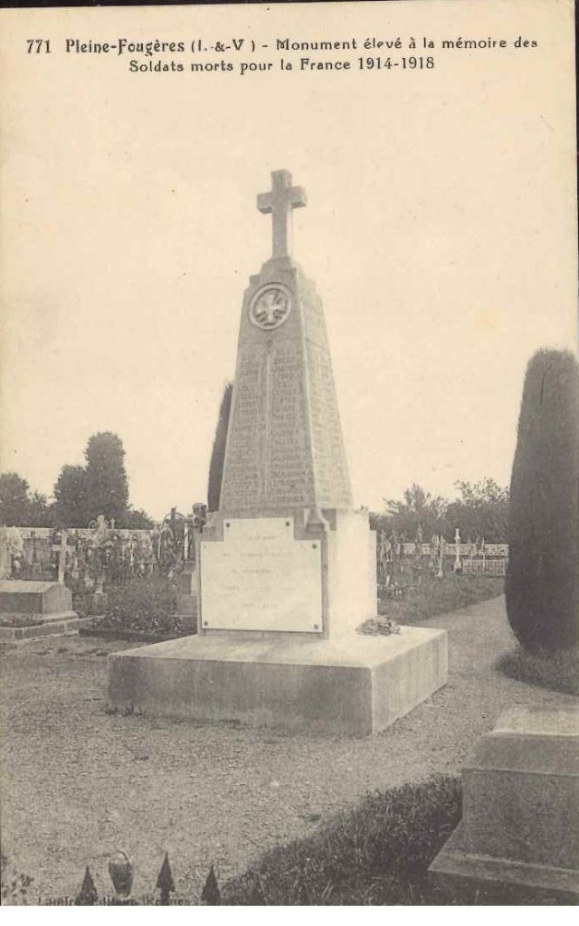 771 - Pleine Fougères - Monument élevé à la mémoire des Soldats morts pour la France 1914-1918.jpg