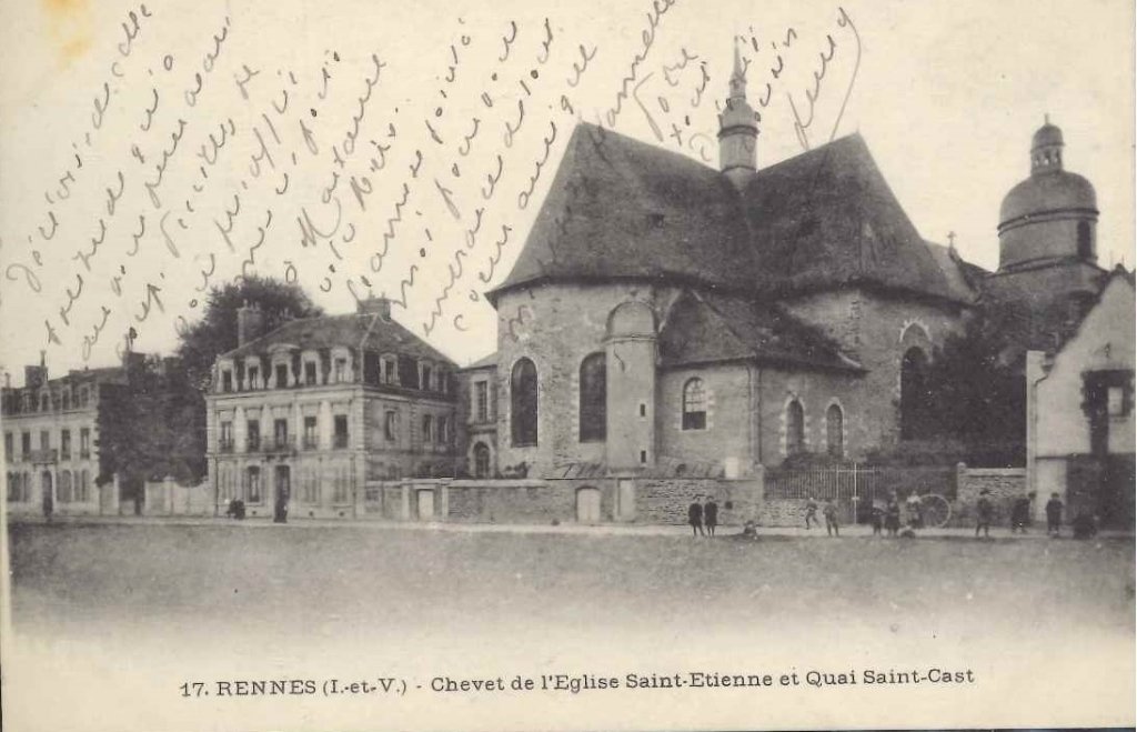 17 - Rennes - Chevet de l'Eglise Saint Etienne et Quai Saint Cast.jpg