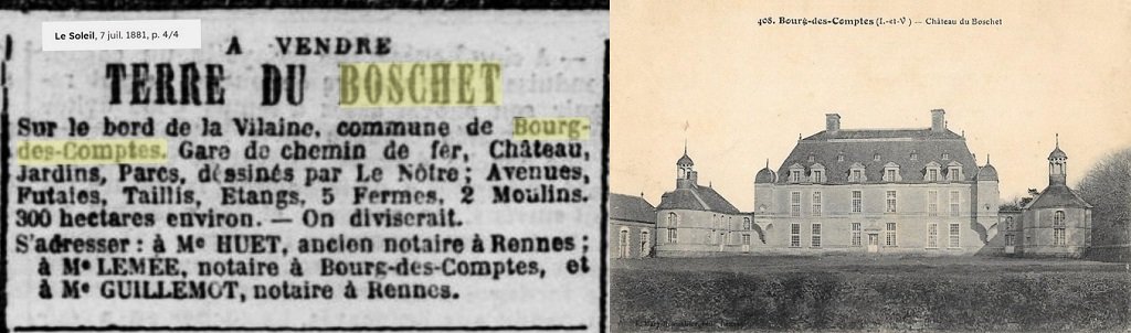 Bourg-des-Comptes - Château du Boschet mis en vente 1881.jpg