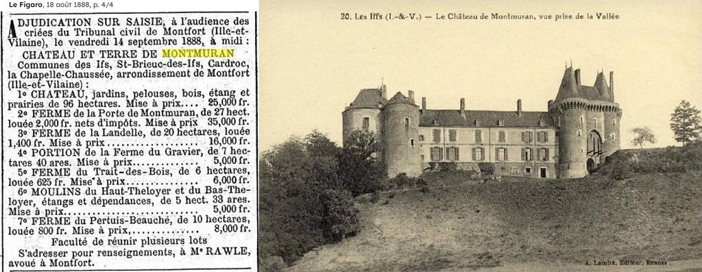 Les Iffs - Château de Montmuran (façade est). Adjudication 1888.jpg